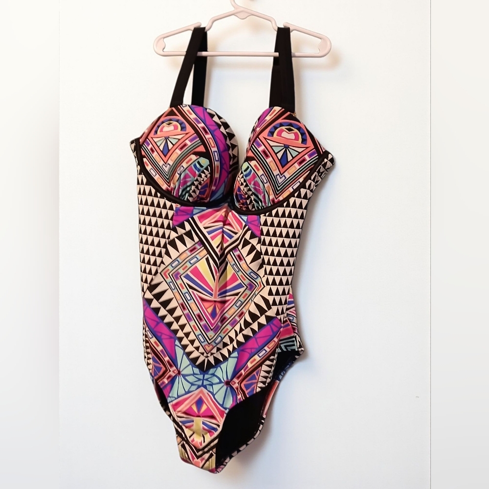 Swimsuits For All Multicolor Geometric One-Piece Swimsuit